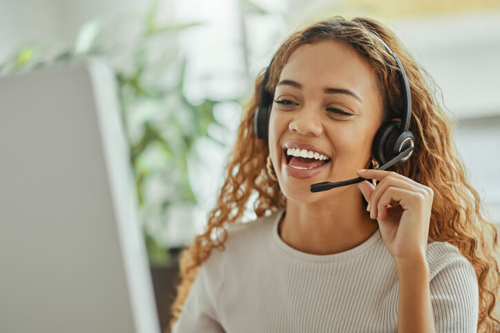 woman with headset on